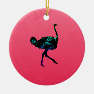 Ornamento De Cerâmica Abstrato Ostrich Ornament