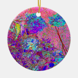 Ornamento De Cerâmica Abstrato púrpura e azul-hidrangea com magenta