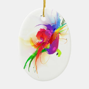 Ornamento De Cerâmica Abstrato Rainbow Lorikeet Paint Splatters