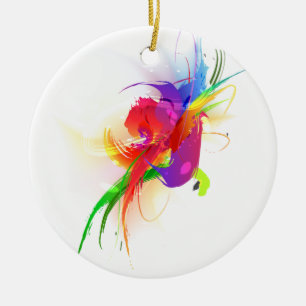 Ornamento De Cerâmica Abstrato Rainbow Lorikeet Paint Splatters
