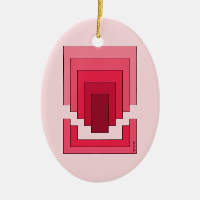 Ornamento De Cerâmica Abstrato retângulo em vermelho (Frente)