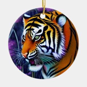 Ornamento De Cerâmica Abstrato Wild Majexpressa Tiger