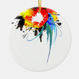 Ornamento De Cerâmica Abstrato Wild Parrot Paint Splatters