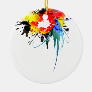 Ornamento De Cerâmica Abstrato Wild Parrot Paint Splatters