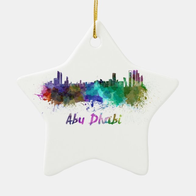 Ornamento De Cerâmica Abu Dhabi skyline in watercolor (Frente)