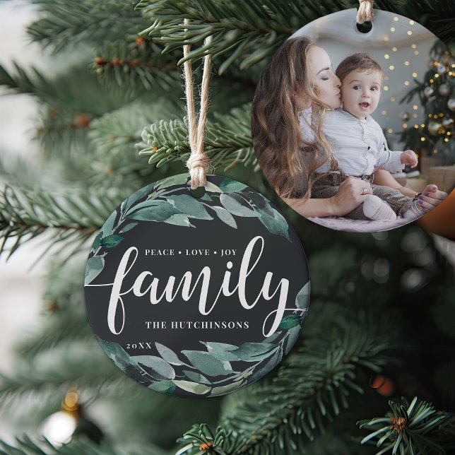 Ornamento De Cerâmica Abundância de inverno | Família Joy Peace Love (Criador carregado)