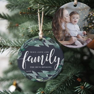 Ornamento De Cerâmica Abundância de inverno Família Joy Peace Love