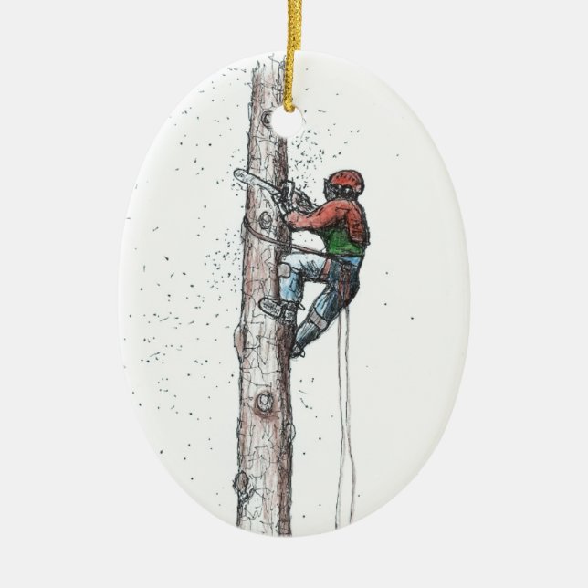 Ornamento De Cerâmica Acabando com o cirurgião arborista (Frente)