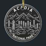 Ornamento De Cerâmica Acadia National Park Bar Harbor Monoline<br><div class="desc">Acadia monolina trabalho de arte design. O Parque Nacional Acadia fica principalmente na Ilha do Monte Deserto,  em Maine. A sua paisagem é marcada por florestas,  praias rochosas e picos granitos salgados por geleiras,  como a Montanha Cadillac.</div>