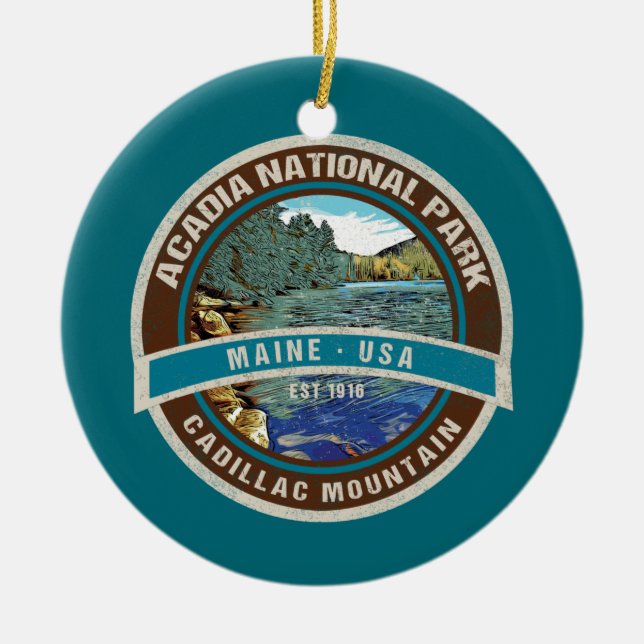 ORNAMENTO DE CERÂMICA ACADIA NATIONAL PARK KEEPSAKE HOLIDAY ORNAY (Frente)