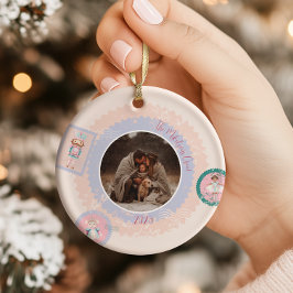 Ornamento De Cerâmica Açafrão Quebra-Nozes Natal Pastel Retro