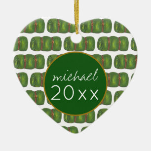 Ornamento De Cerâmica Acampamento de Sono de Verão, Saco Verde