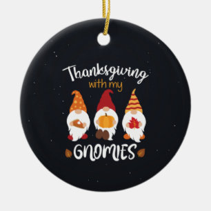 Ornamento De Cerâmica Ação de Graças Com Meus Gnomos