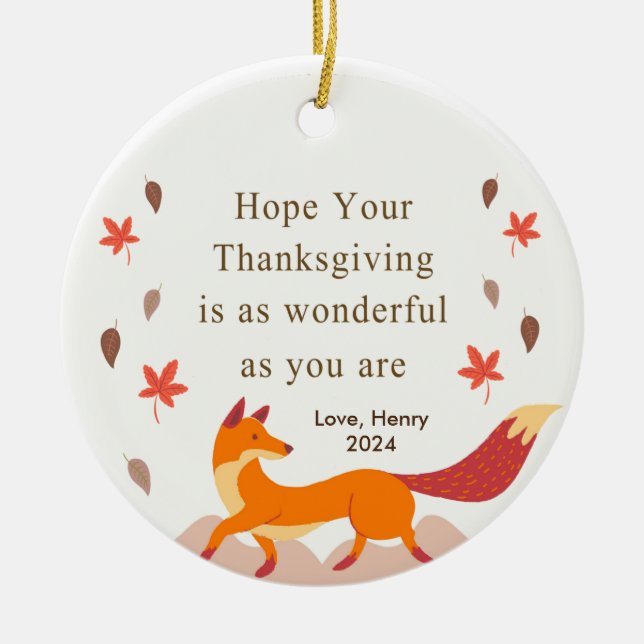 Ornamento De Cerâmica Ação de Graças do Outono (Frente)