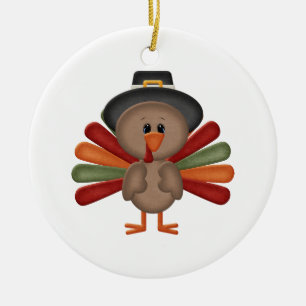 Ornamento De Cerâmica Acção de graças bonito de Turquia (customizáve