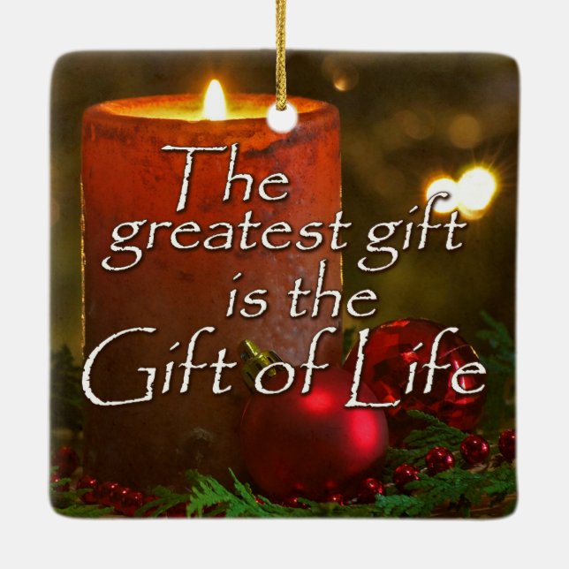 Ornamento De Cerâmica Acenda uma Vela para Honrar o Transplante de Natal (Verso)