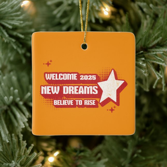 Ornamento De Cerâmica "Acredite e alcance: 2025 Encomenda cerâmica Premi (Árvore)