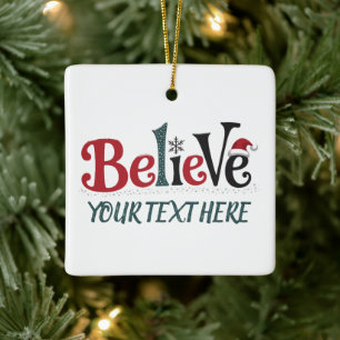 Ornamento De Cerâmica Acredite Festa de Natal Personalizada Família