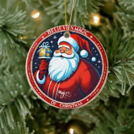 Ornamento De Cerâmica Acredite na Mágica do Natal Festivo