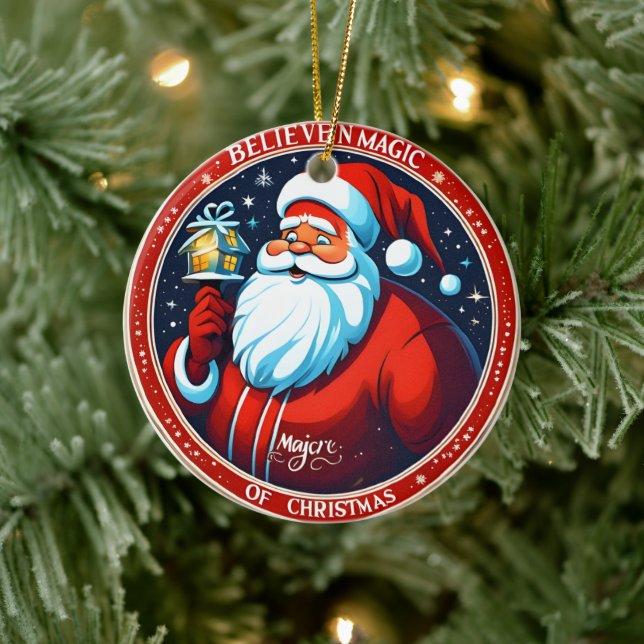 Ornamento De Cerâmica Acredite na Mágica do Natal Festivo (Árvore)
