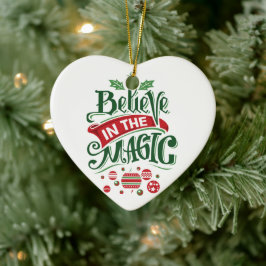 Ornamento De Cerâmica Acredite na Tipografia de Natal Mágico