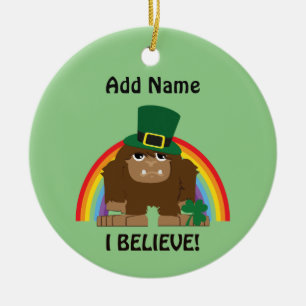 Ornamento De Cerâmica Acredito! Bigfoot Leprechaun
