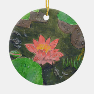 Ornamento De Cerâmica acrílico na canvas, flor de lírio de água rosa