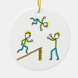 Ornamento De Cerâmica Acrobatas Palitinhos de Circo