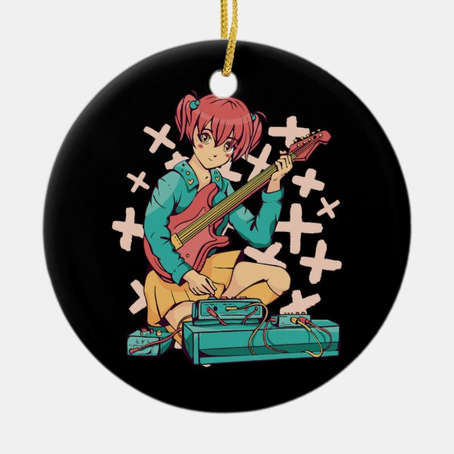 Ornamento De Cerâmica Acústica Guitarra Japonesa Música Kawaii Anime (Frente)