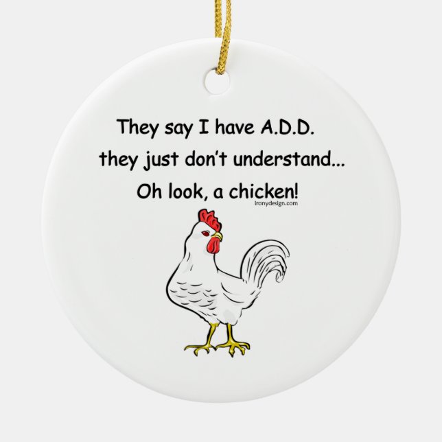 Ornamento De Cerâmica ADD Chicken Humor (Frente)