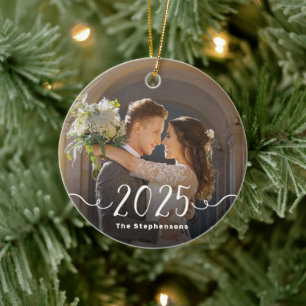 Ornamento De Cerâmica Adesivo de Foto Dupla Elegante Roteiro 2025 de 2 L