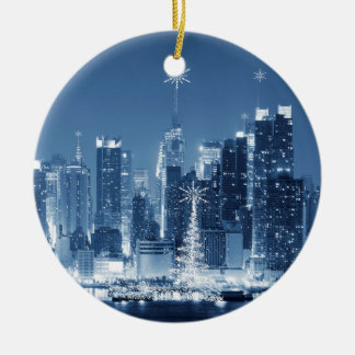 Ornamento De Cerâmica Adição de Natal no Skyline de inverno em Nova Iorq