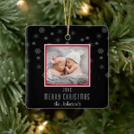 Ornamento De Cerâmica Adicionar Foto ao Natal Preto