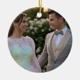 Ornamento De Cerâmica Adicionar Foto de Casamento Personalizar