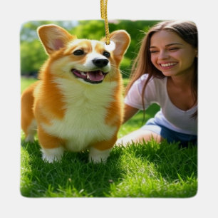 Ornamento De Cerâmica Adicionar Personalização de Foto Pet Personalizar