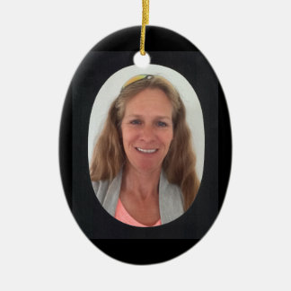 Ornamento De Cerâmica Adicionar Quadro Oval Preto de Foto