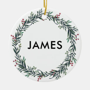 Ornamento De Cerâmica Adicionar Seu Nome Fim De Natal Personalizado