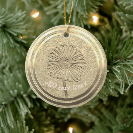 Ornamento De Cerâmica Adicionar Texto Dourado Daisy Cerâmica Ornament