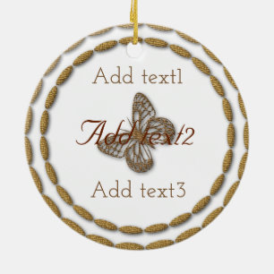 Ornamento De Cerâmica Adicionar Texto Dourado Mágico Crianças de Borbole