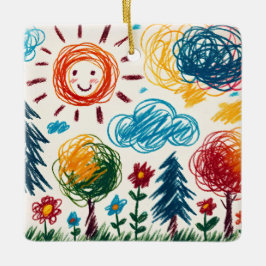 Ornamento De Cerâmica Adicione a Trabalho de arte do seu filho a este Na