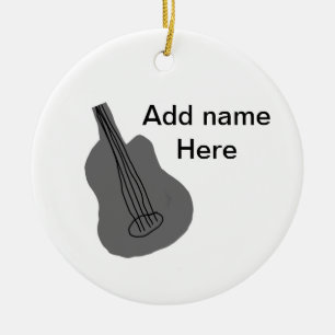 Ornamento De Cerâmica Adicione o nome do texto guitarra acústica castanh