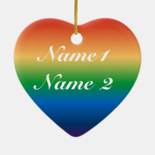 Ornamento De Cerâmica ADICIONE O SEU NOME CASAMENTO GAY Primeiro Natal