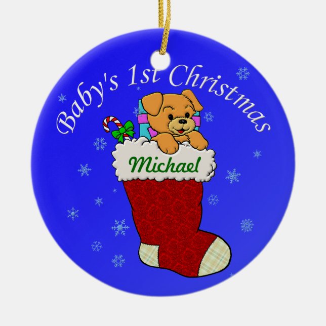 Ornamento De Cerâmica Adicione seu nome (Frente)