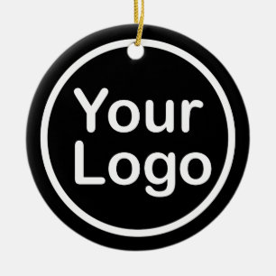 Ornamento De Cerâmica Adicione seu próprio logotipo Fundo Negro