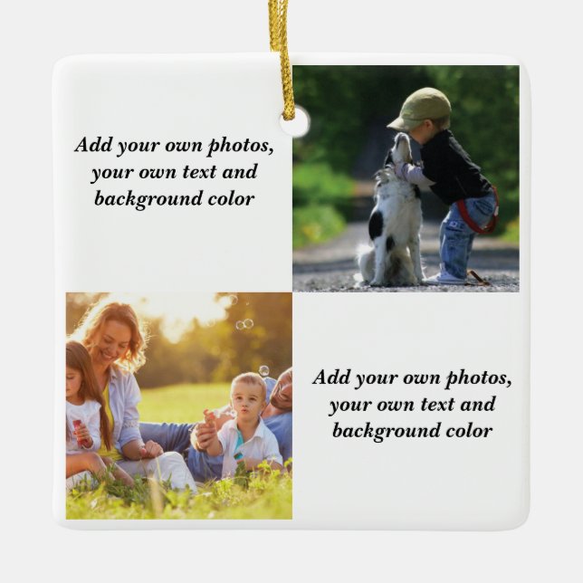 Ornamento De Cerâmica Adicione suas próprias fotos, texto e plano de fun (Frente)