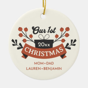 Ornamento De Cerâmica Adoção "Nosso Primeiro Natal"