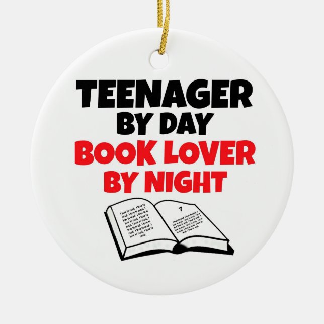 Ornamento De Cerâmica Adolescente por Day Book Lover por Night (Frente)
