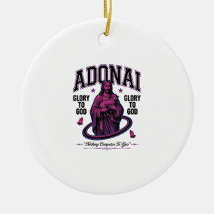 Ornamento De Cerâmica Adonai Glória a Deus Desenho Vetorial Cristão Vint