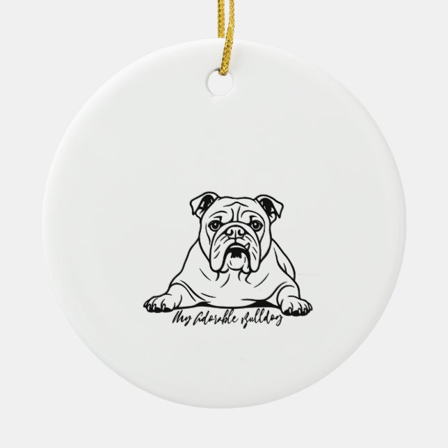 Ornamento De Cerâmica Adorable Bulldog (Frente)
