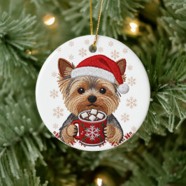 Ornamento De Cerâmica Adorable Christmas Yorkshire Terrier